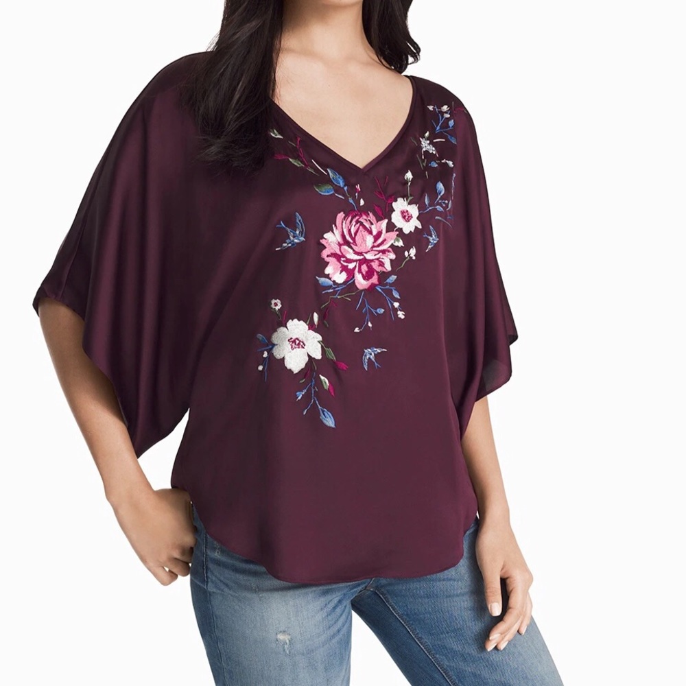 White House Black Market Floral Kimono Top